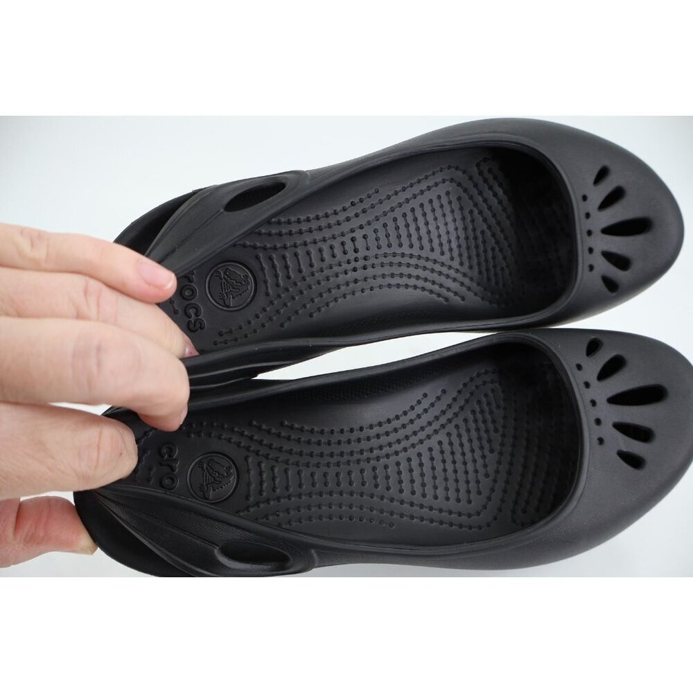 Crocs Kadee Women's Size 7 Black Rubber Ballet Flats Slip On Comfort Shoes - Picture 7 of 8